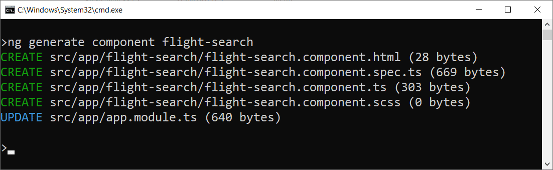 Komponente zum Suchen nach Flügen mit der CLI generieren