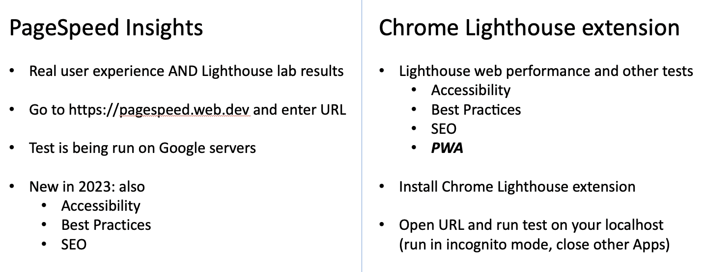 Google PageSpeed vs Lighthouse