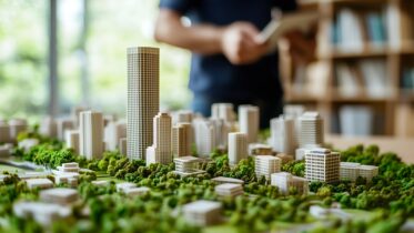 Architectural,Model,Of,A,Modern,City,With,High-rise,Buildings