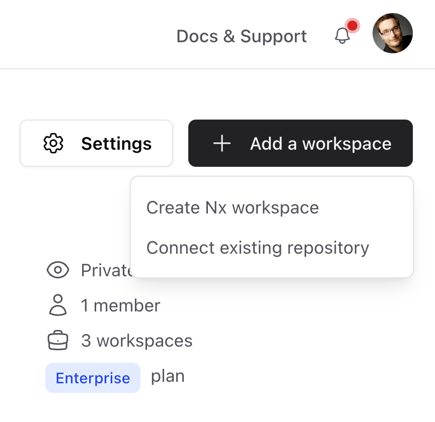 Add Nx Workspace to the organization in the Nx Cloud