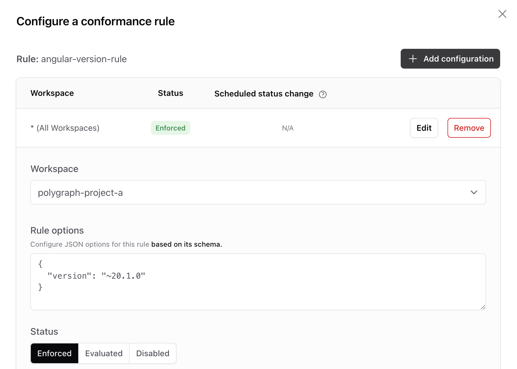 Configure Conformance Rule