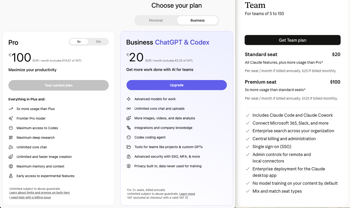 AI Cost Team Plans